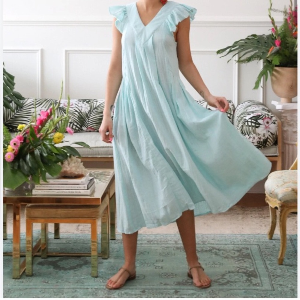NWT Mille Resort & Travel mint green cotton double gauze midi Catarina dress S